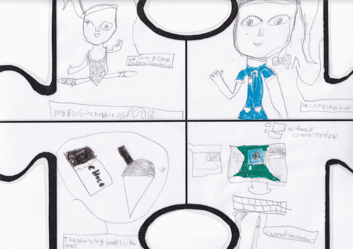 if i recall, they made us make these things to "introduce ourselves" in class. check out that drawing of me using windows 8!!!