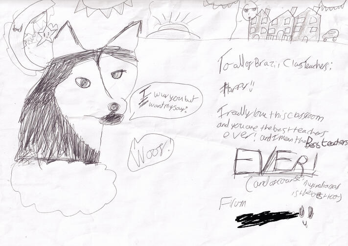 a thank you to my year 5 teachers. thats mishka the talking husky btw