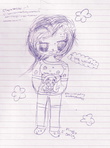 drawing of me. i remember being so proud of this one. whats with the fucking cristali imagery!?