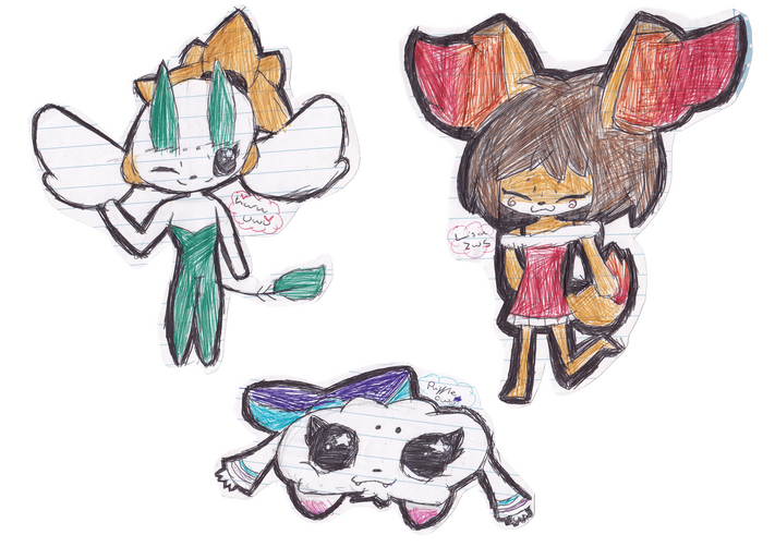 haru, lisa + puffle paper dolls